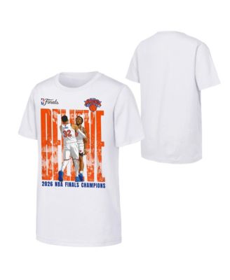 Big Boys and Girls OG Anunoby Karl-Anthony Towns White New York Knicks 2026 NBA Finals Champions Believe T-Shirt
