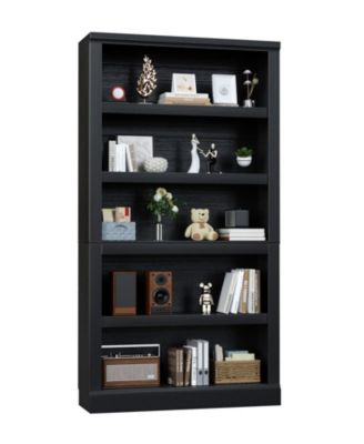 71" Tall Wood 5-Tier Bookcase with Adjustable Shelves and Open Storage