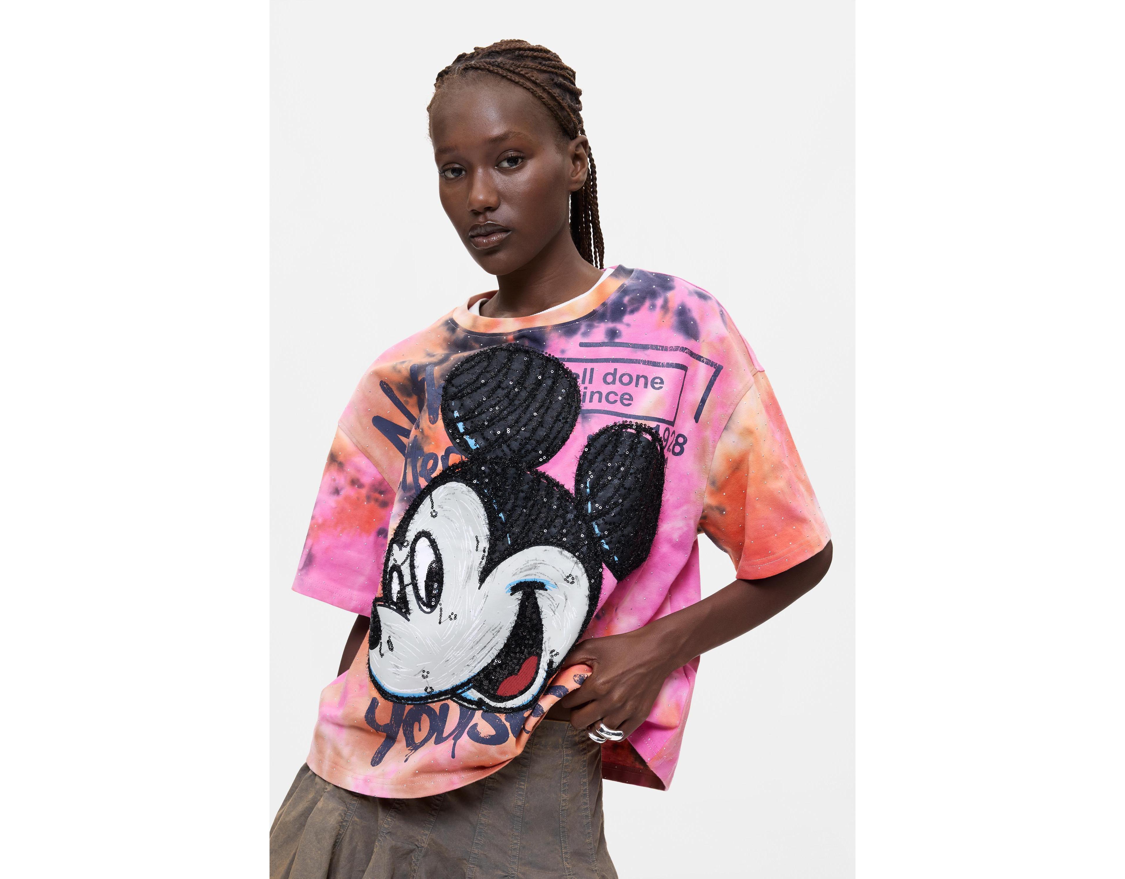 Desigual Women's Mickey Mouse Oversized Tie-Dye T-Shirt