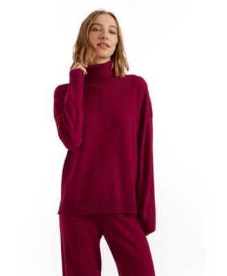 Women's Relaxed Roll Neck Wool-Cashmere Blend Sweater