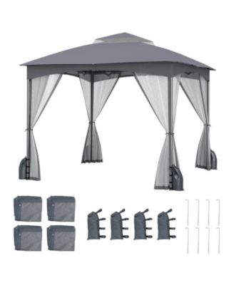 10 X 10 Feet Heavy-Duty Patio Gazebo with Netting Walls and 4 Sandbags