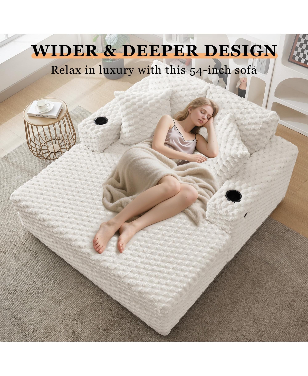 homfan 60" Cozy Reading Chair: Soft upholstered chair with armrests and pillows, converts to a sleeper sofa bed. Perfect for small spaces.