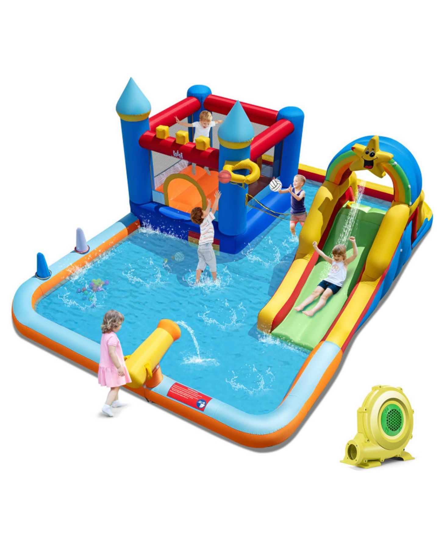 Детская игрушка HONGGE 193" x 142" x 83" Water Slide Bounce House with Climbing Wall, Supports 4 Children, Ages 3-12, цвет: Синий — фото 11