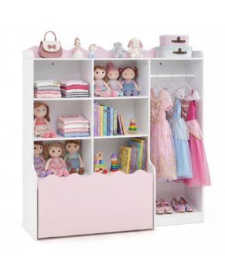 Kids Dress Up Closet Organizer with Six Storage Cubes