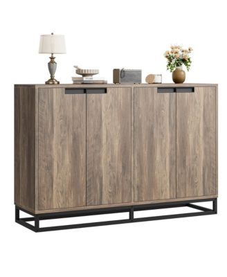 Buffet Cabinet with Storage 55" Accent Sideboard with Adjustable Shelves and 4 Doors for Kitchen, Living Room, Dining Room