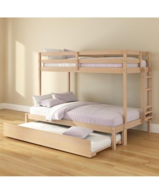 Bear Plywood Twin/Full Bunk with Trundle, Oak Embossed