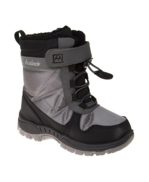 Ботинки Avalanche Snow Boots ( 1 to 13) Waterproof Insulated Winter Thermal Durable Cold Weather Ready для мальчиков, цвет: Серый / Чёрный