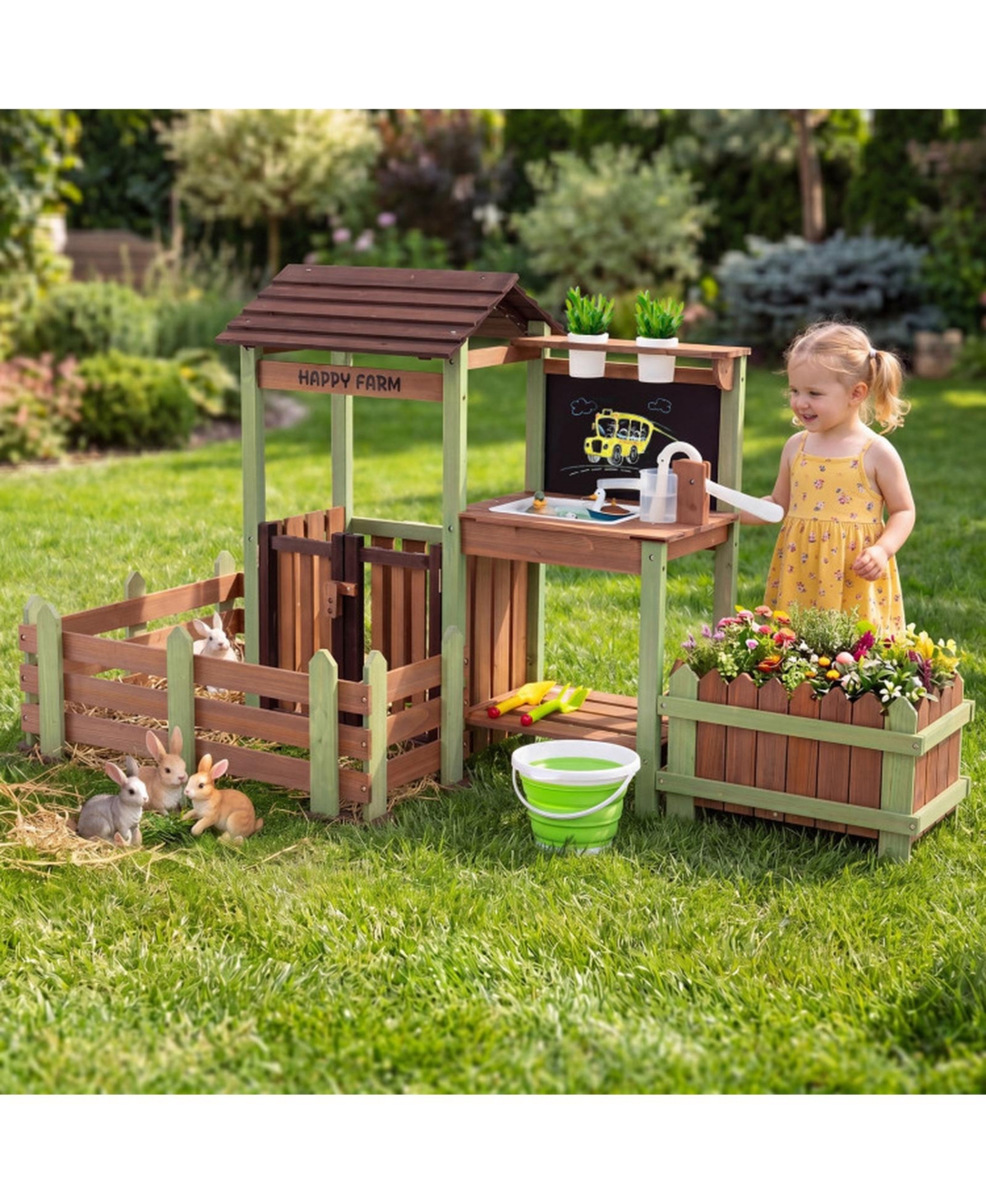 Sugift Mud Farm Fir Wood Planter Box Playset, Ages 3+
