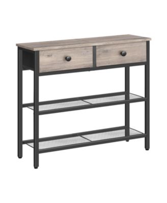 29.5-Inch Narrow Behind Sofa Table with Fabric Storage Drawers