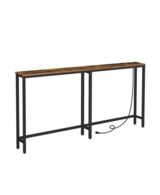 63-Inch Entryway Console Table with Built-In Charging Station