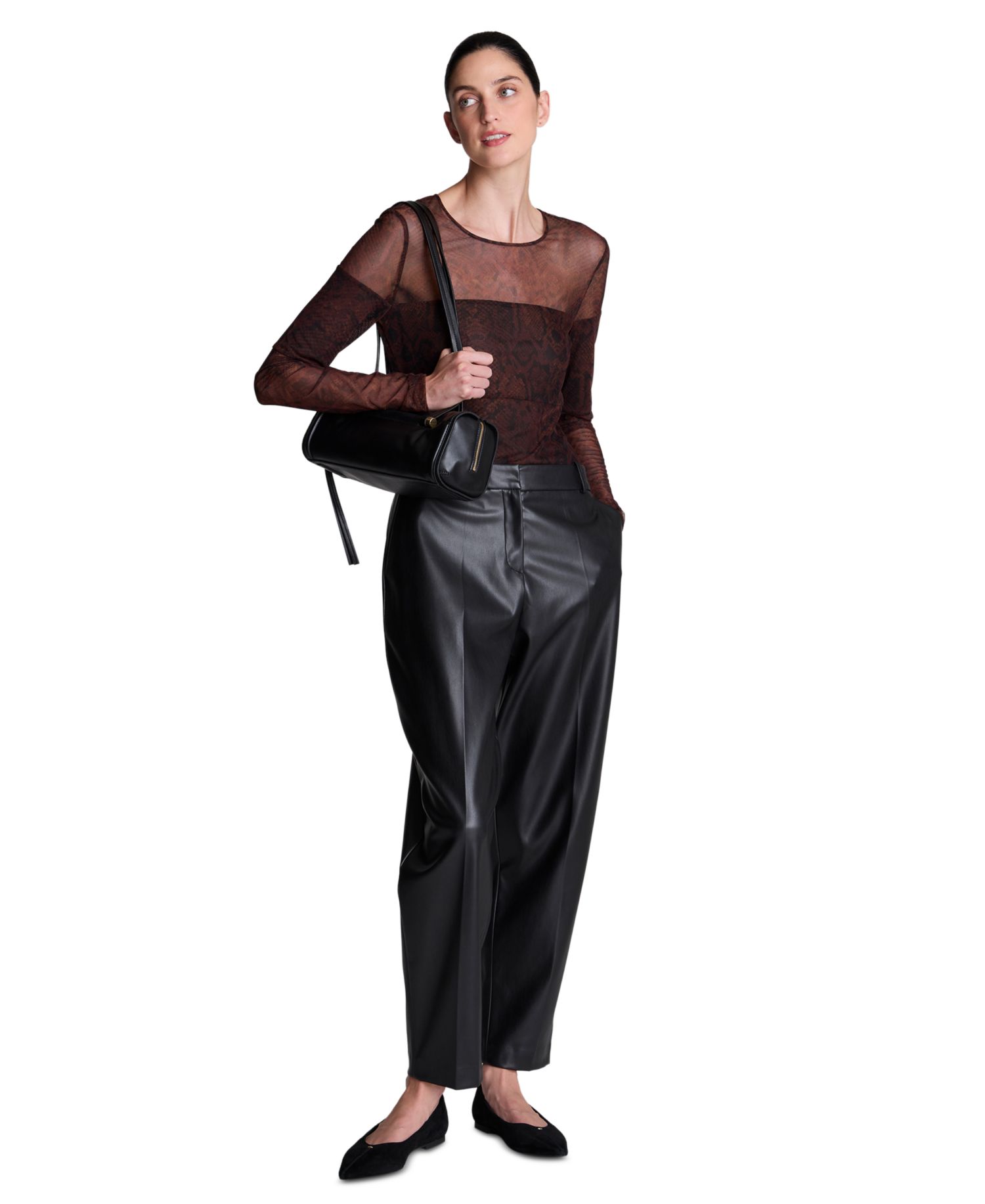 Women's Faux Leather High-Rise Barrel Leg