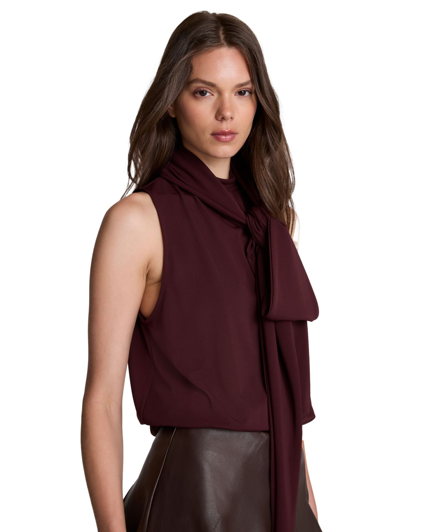 Women's Scarf Neck Sleeveless Pullover