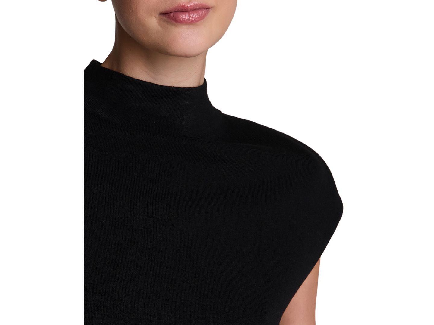 Женский топ Kenneth Cole Extended Shoulder Keyhole Back Mock Neck, цвет: Чёрный — фото 5