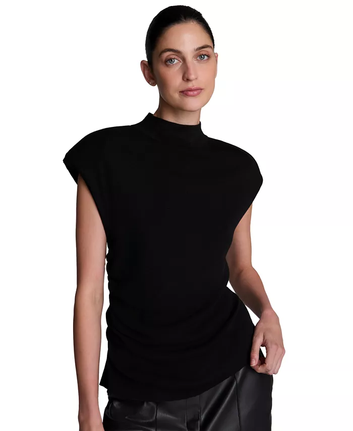 Women's Extended Shoulder Keyhole Back Mock Neck