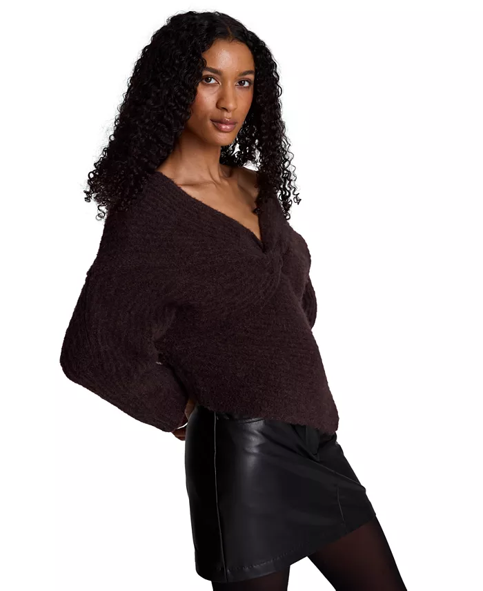 Women's Asymmetric Twist Neck Sweater - thumbnail 5