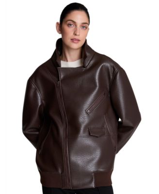 Women's Faux Leather Oversized Raw Edge Moto