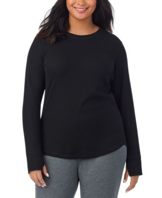 Plus Size Thermal Waffle-Knit Long-Sleeve Top