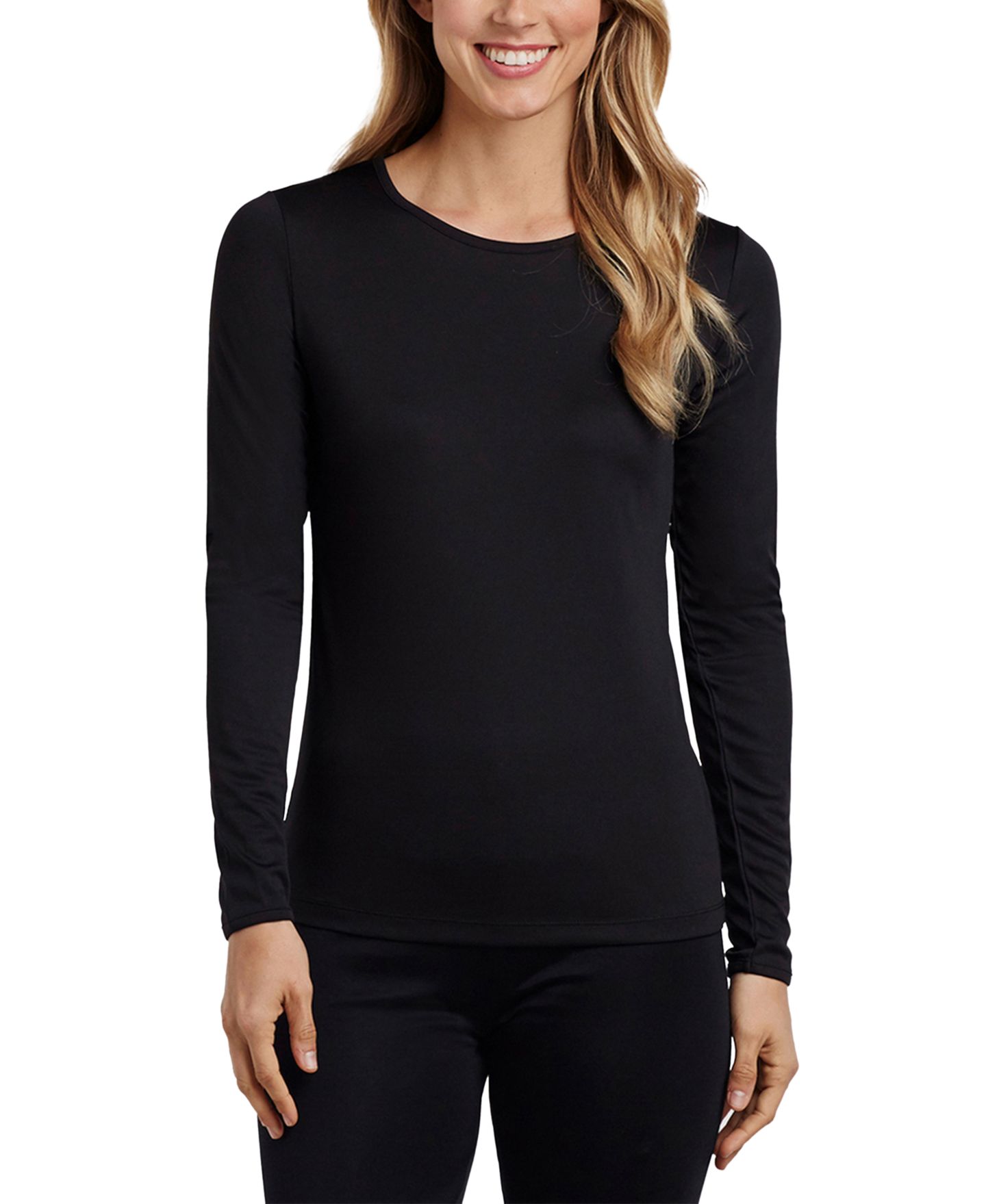 Женский свитер Cuddl Duds Climatesmart Pullover Long-Sleeve Crewneck Top, цвет: Чёрный — фото 1
