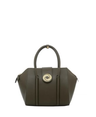 La Donna Italian Leather Shoulder Bag with Gold Monogram