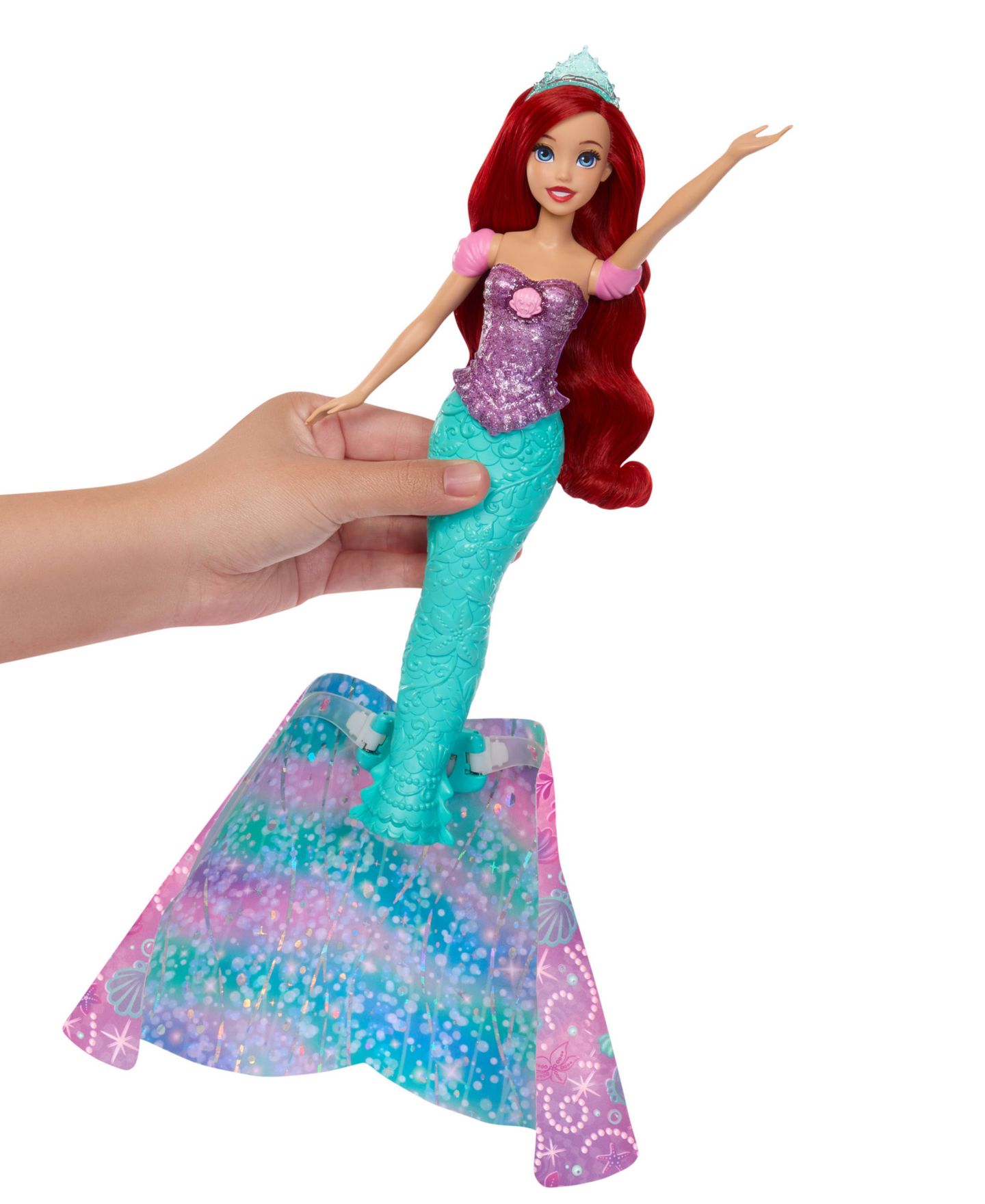 Детская кукла Disney Princess Transforming Ariel Fashion Doll with Flounder & 2 Accessories, Ages 3+ — фото 5