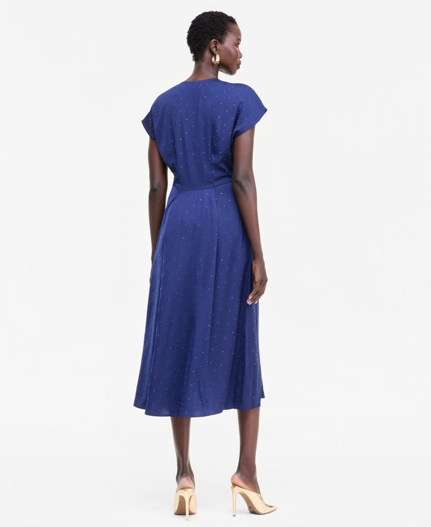 Women's Crystal Embellished Satin Midi Dress