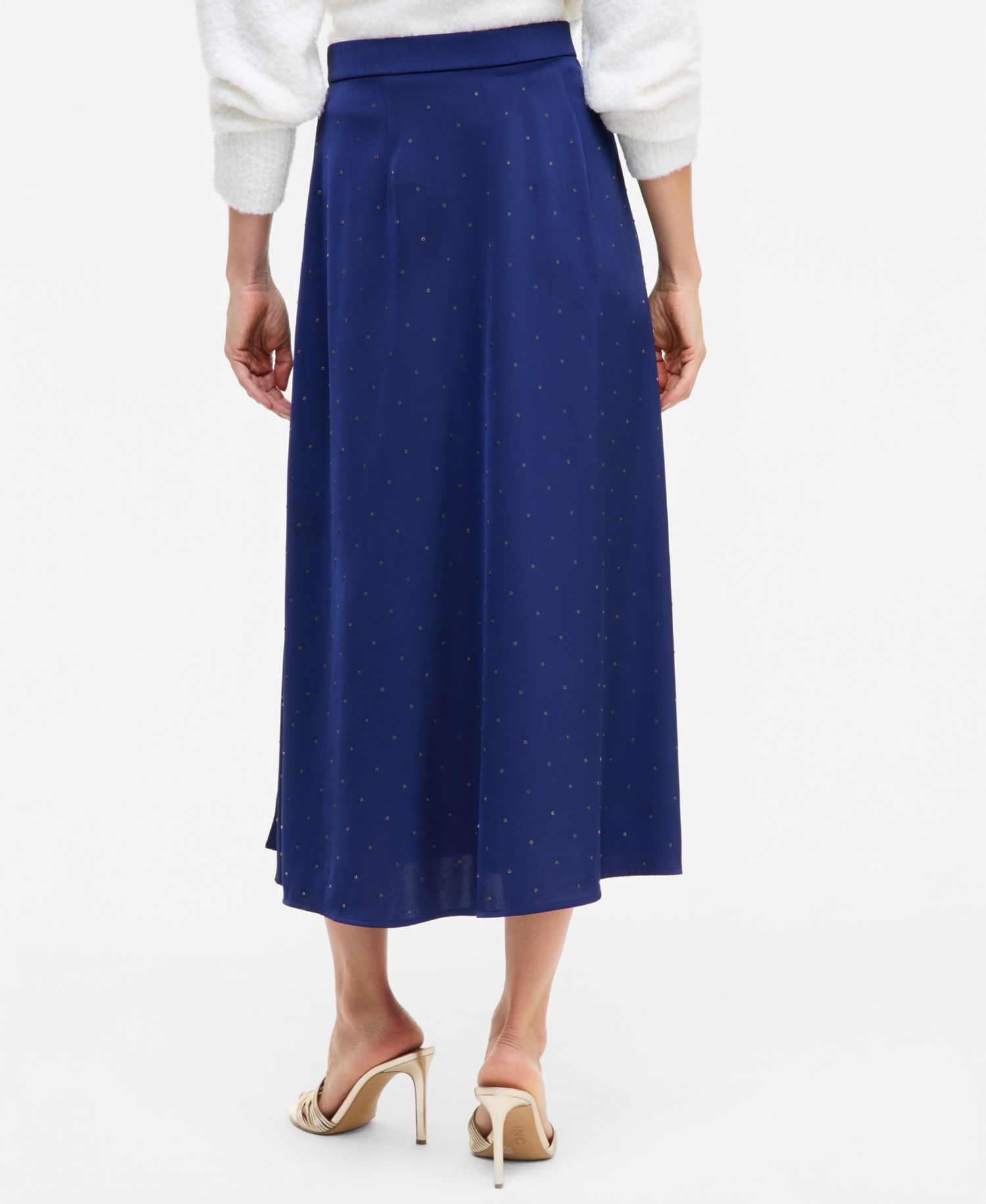 Women's Crystal-Embellished Satin Midi Skirt