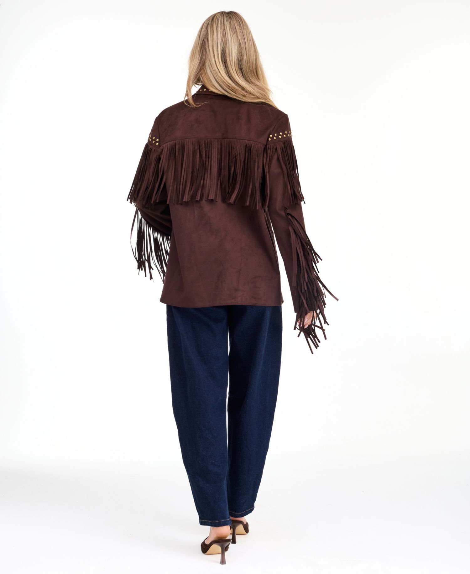 Women's Montana Faux-Suede Studded Fringe Jacket