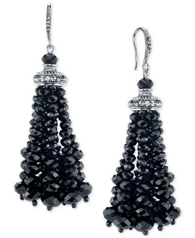 2028 Silver-Tone Beaded Tassel Earrings