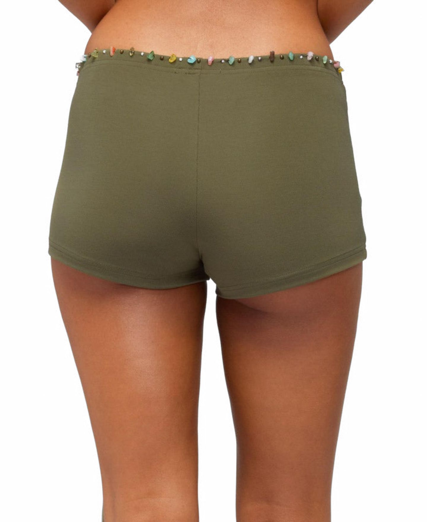 Женские шорты Edikted Monroah Beaded Low-Rise, 2" Inseam, цвет: Оливковый — фото 2