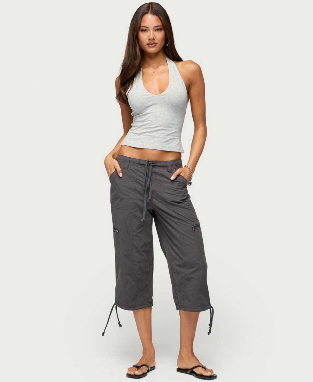 Edikted Womens Bennet V Neck Halter Top