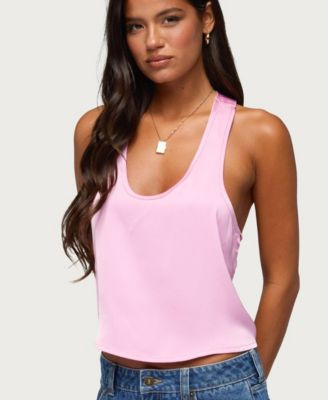 Women's Backless Scoop Neck Satin Tank Top
