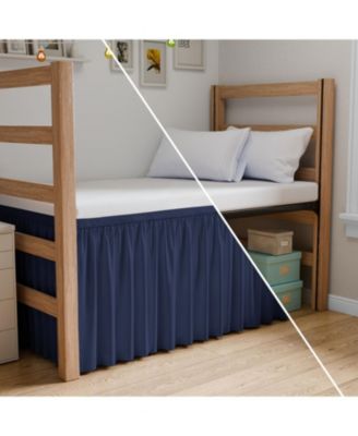 Elastic Wrap Around Dorm Bed Skirt, Easy Fit 32-42" Extra Long Drop