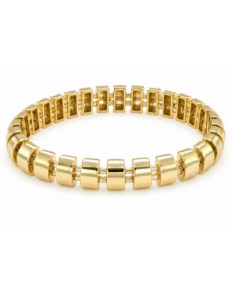 Gold, Silver Plated Brass Stretch Bracelet