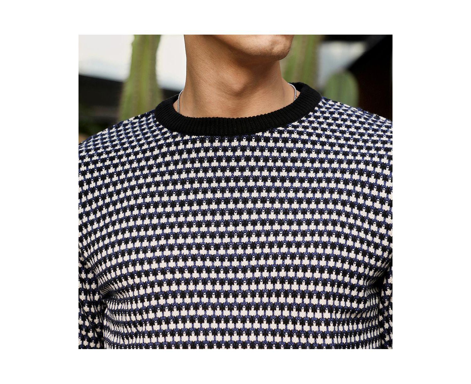 Men's Contrast-Jacquard Knit Pullover Sweater