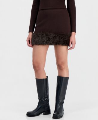 Women's Faux Fur A-Line Mini Skirt