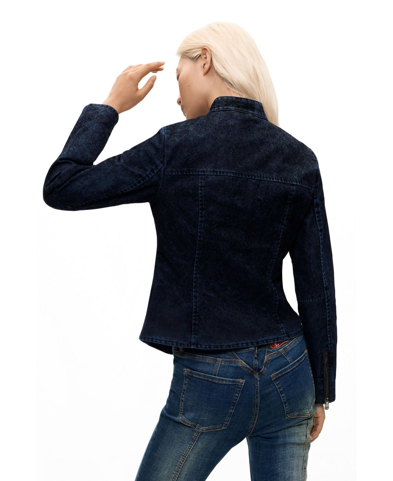 Women's Long-Sleeve Denim Zip-Up Jacket