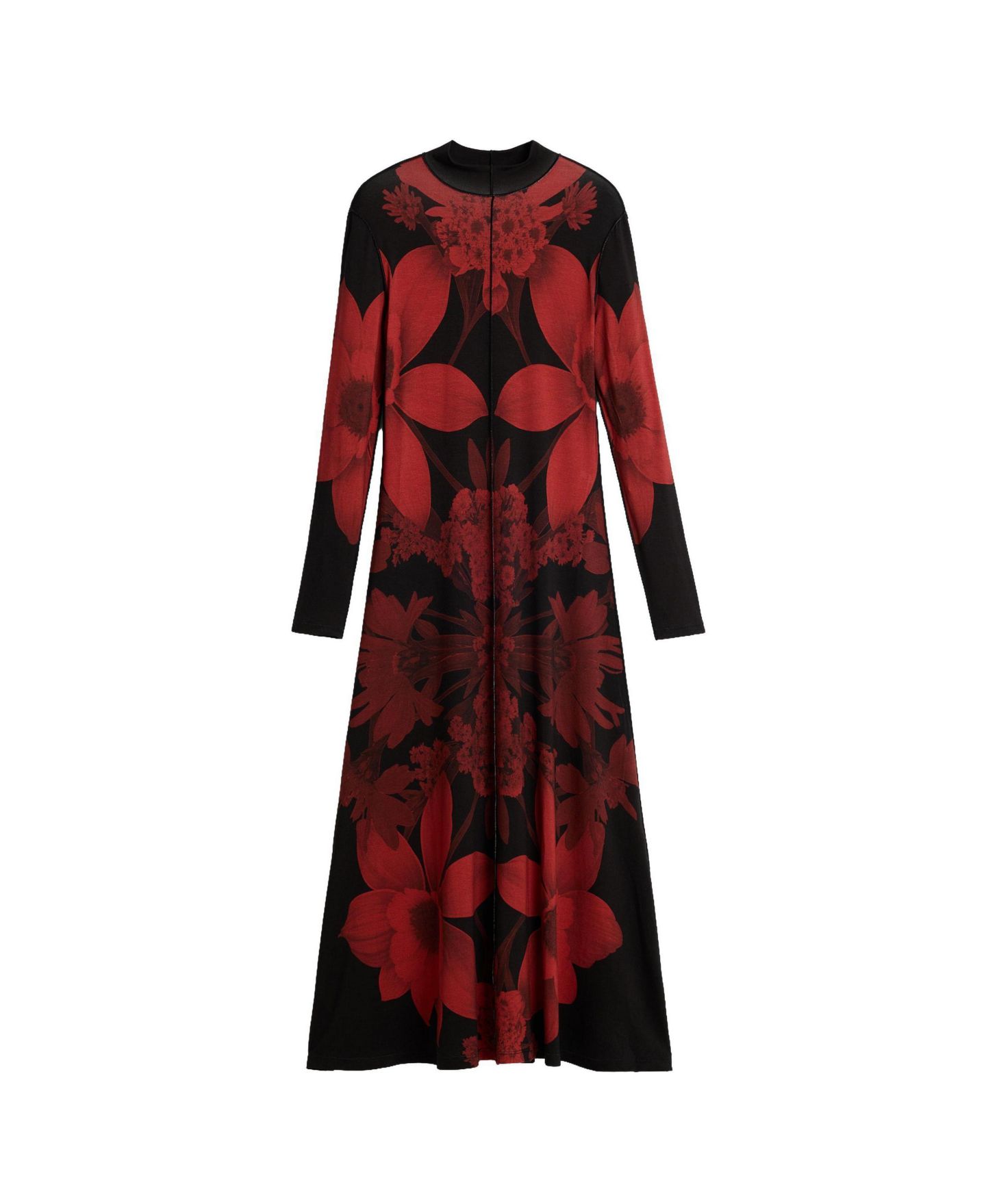 Женское платье Desigual Long-Sleeve Floral-Print Mock Neck Midi, цвет: Чёрный — фото 6
