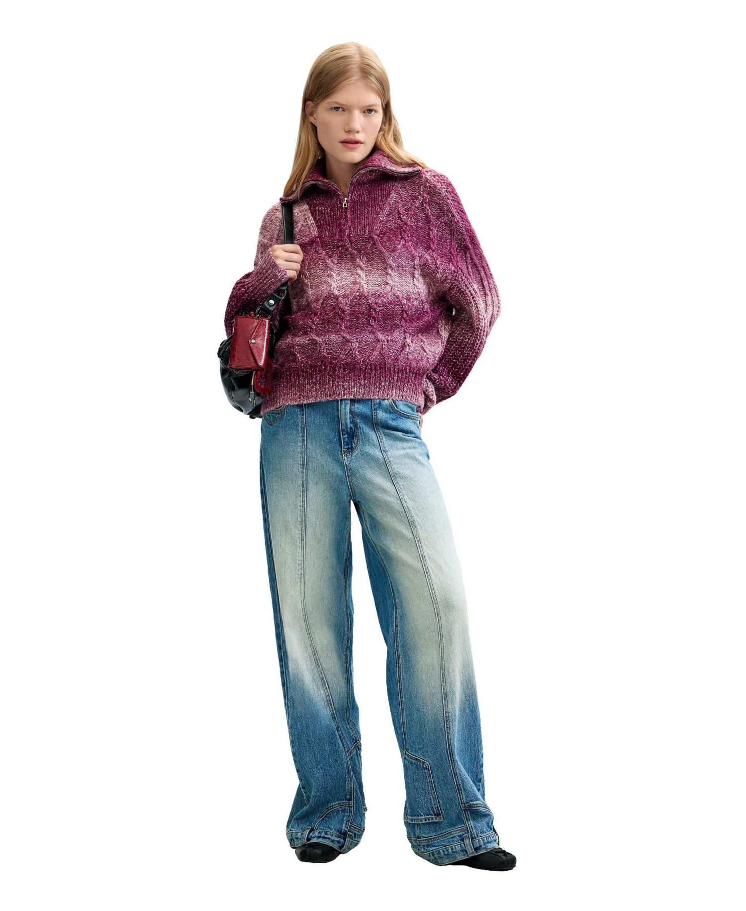 Women's Quarter-Zip Cable-Knit Chunky Sweater