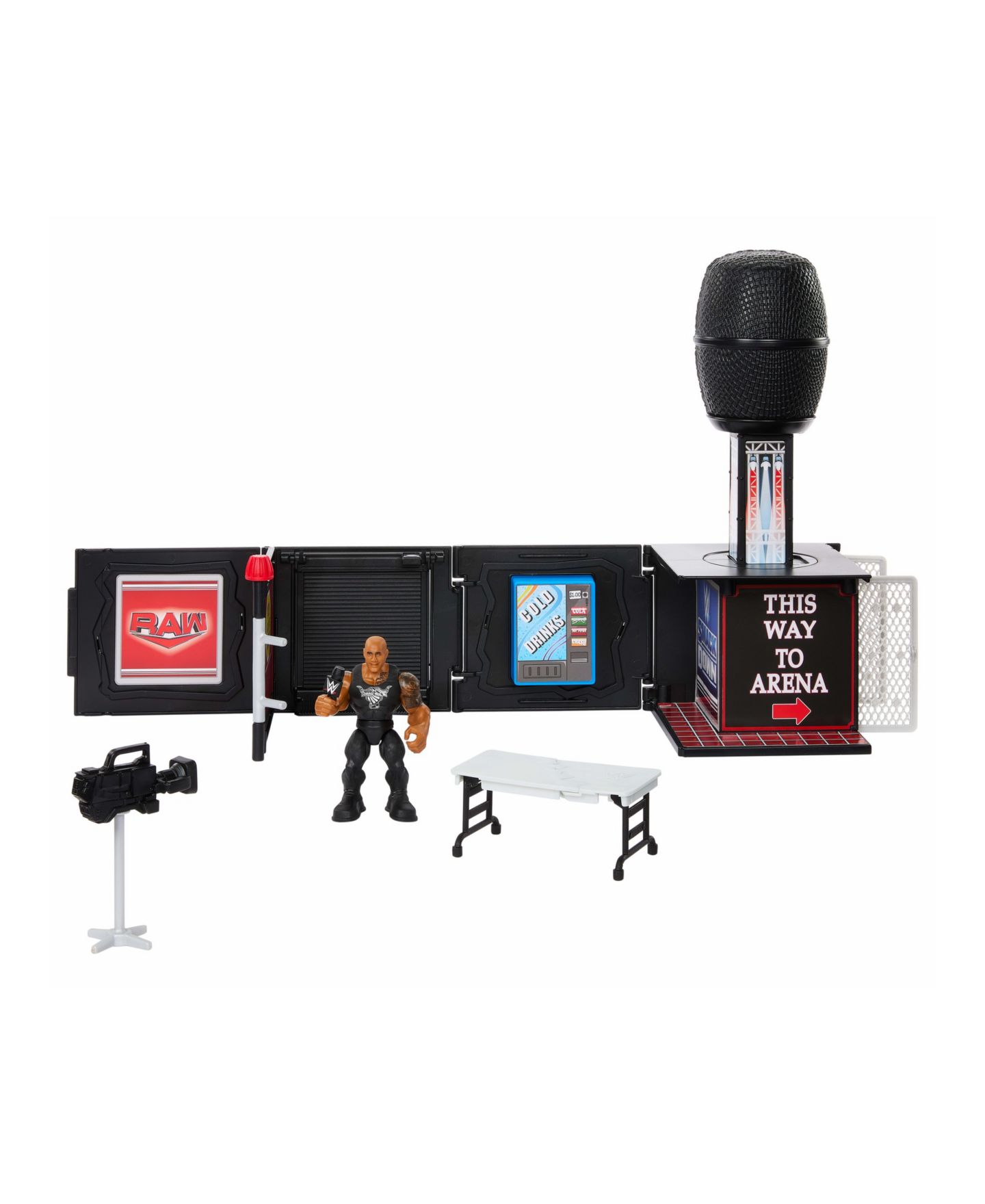 Детский игровой набор WWE The Rock Knuckle Crunchers Final Boss 2-in-1 Microphone Playset with Action Figure and 2 Accessories, Ages 6+ — фото 5