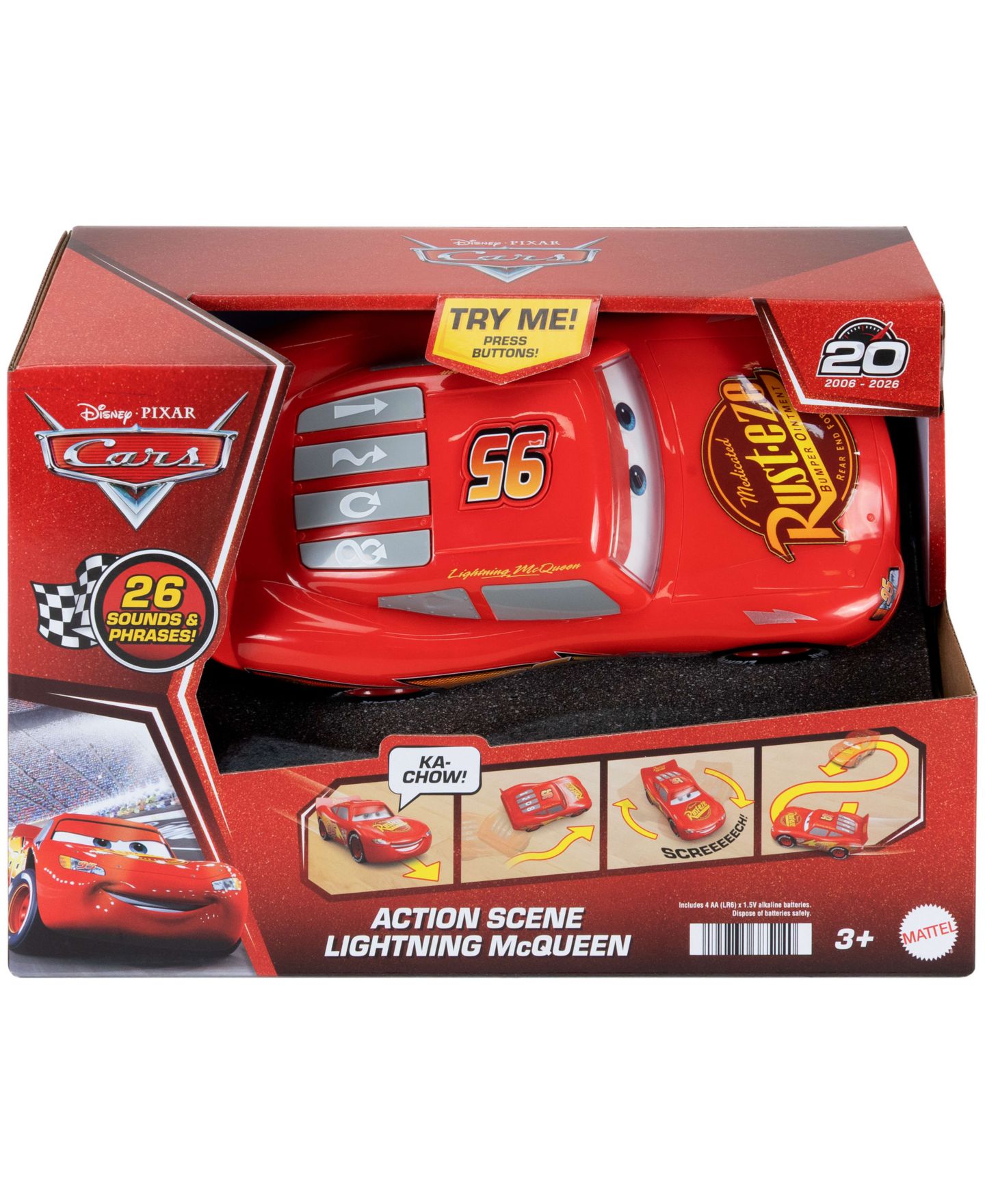 Детская игрушка Cars Disney and Pixar Action Scene Lightning McQueen Battery-Powered Toy Car with Sound Effects — фото 6