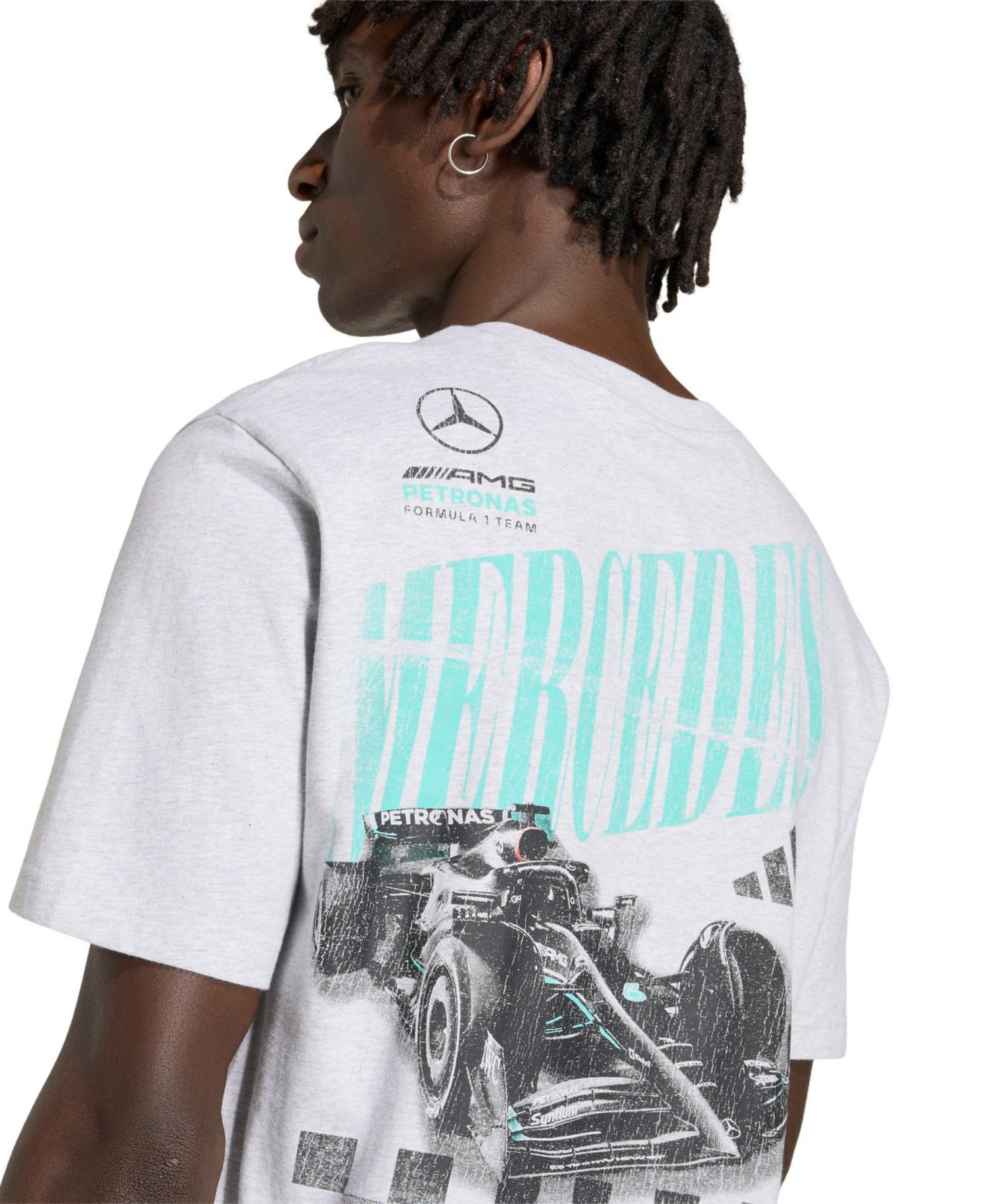Men's Heather Gray Mercedes-AMG Petronas F1 Team Angled Graphic T-Shirt
