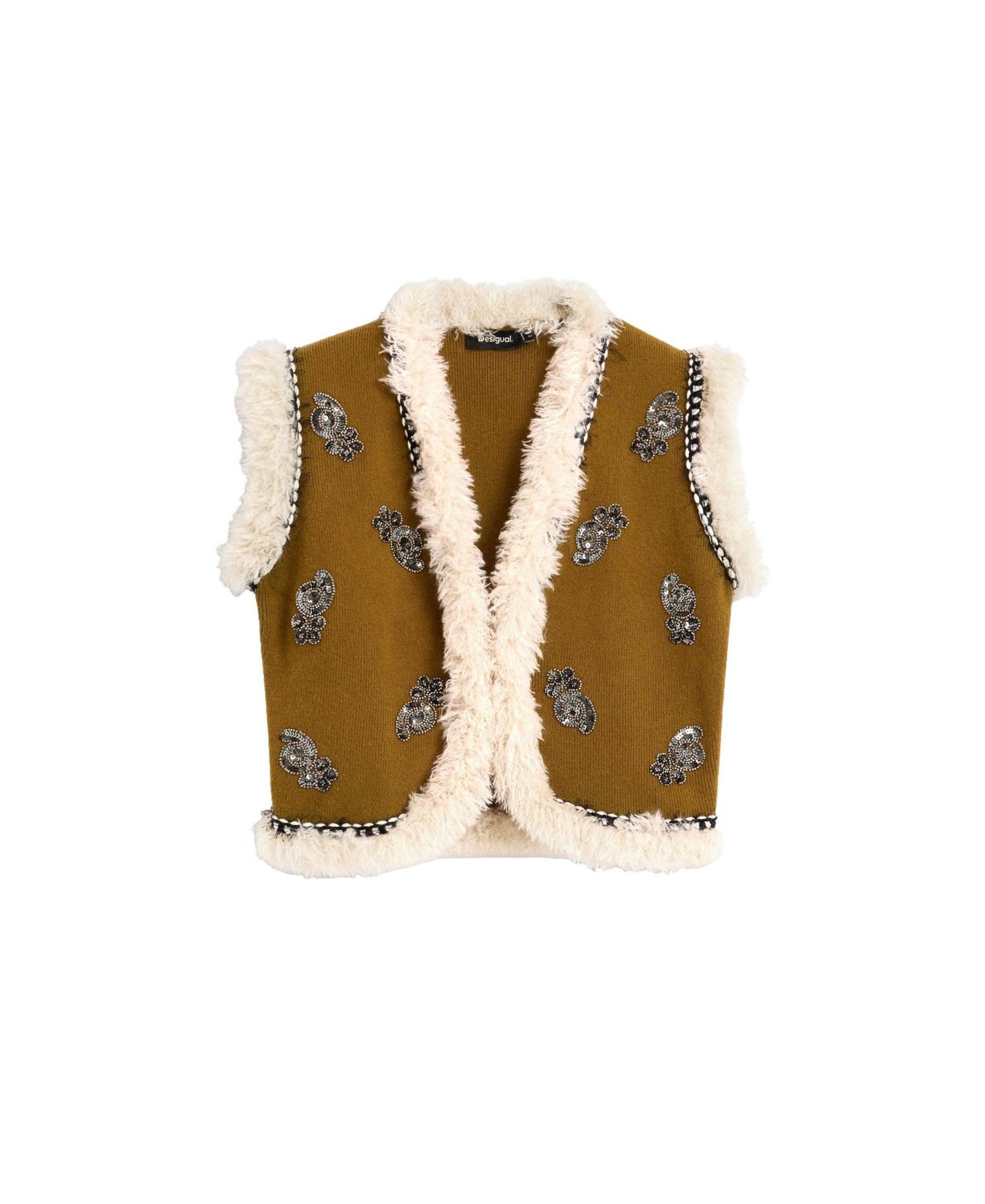 Women's Embroidered fur vest