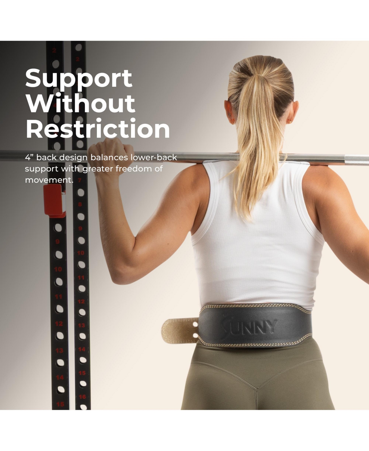 Sunny Health & Fitness Heavy-Duty 4" Leather Weightlifting Belt with Back Support And Adjustable Fit for Strength Training