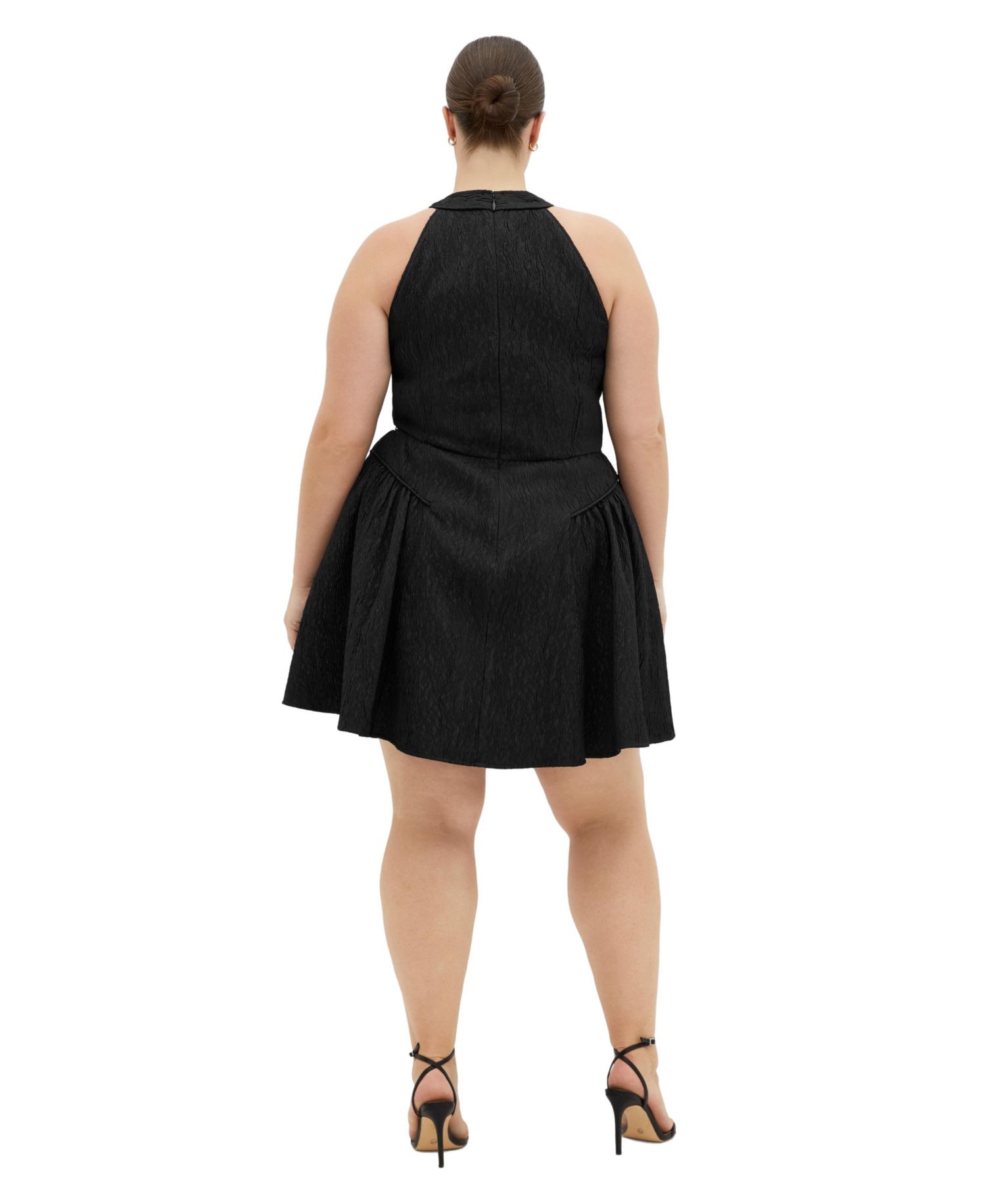 Women's Plus Size Halter Jacquard Mini Dress