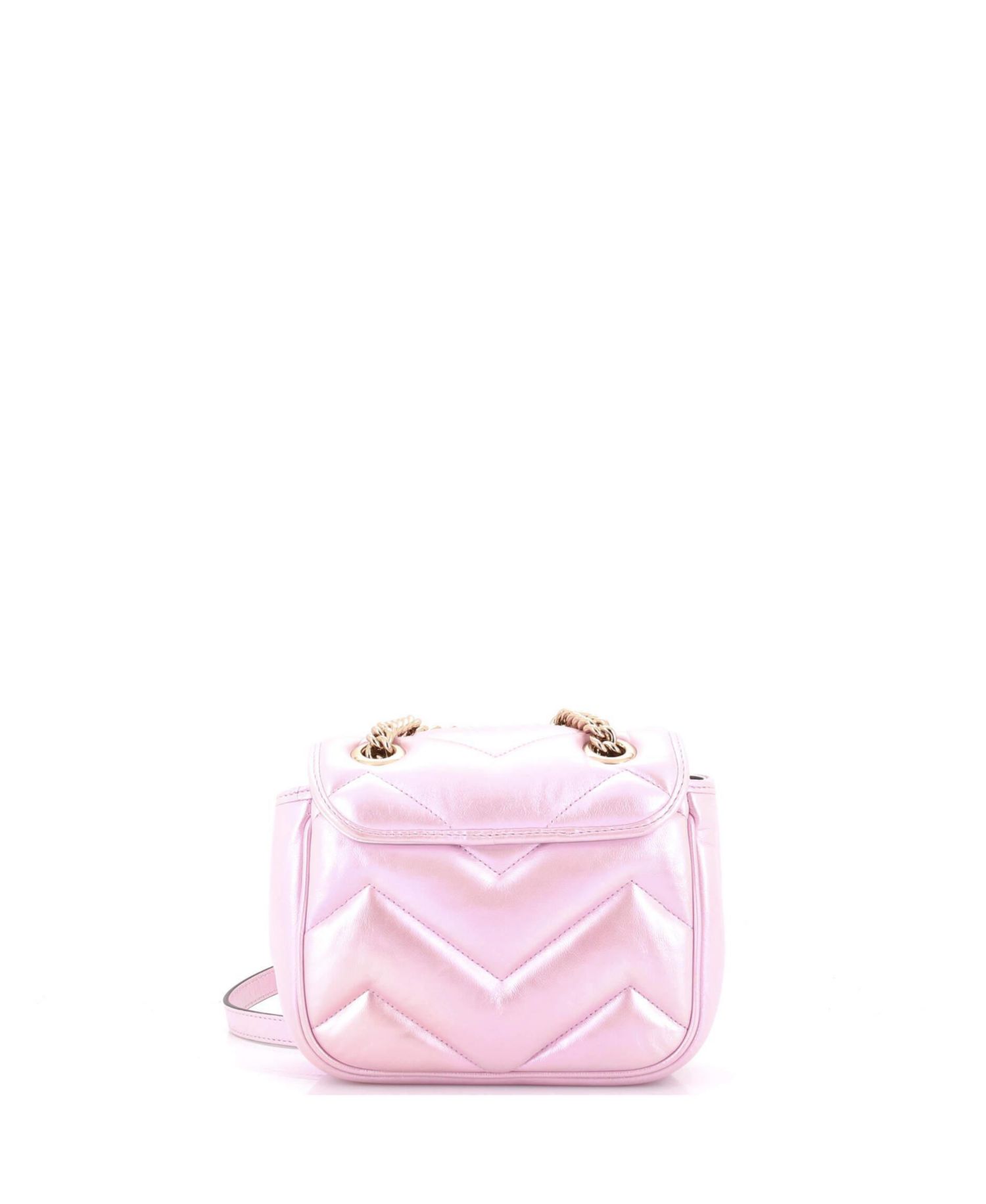 Mini GG Marmont Square Flap Bag Chevron Iridescent Leather