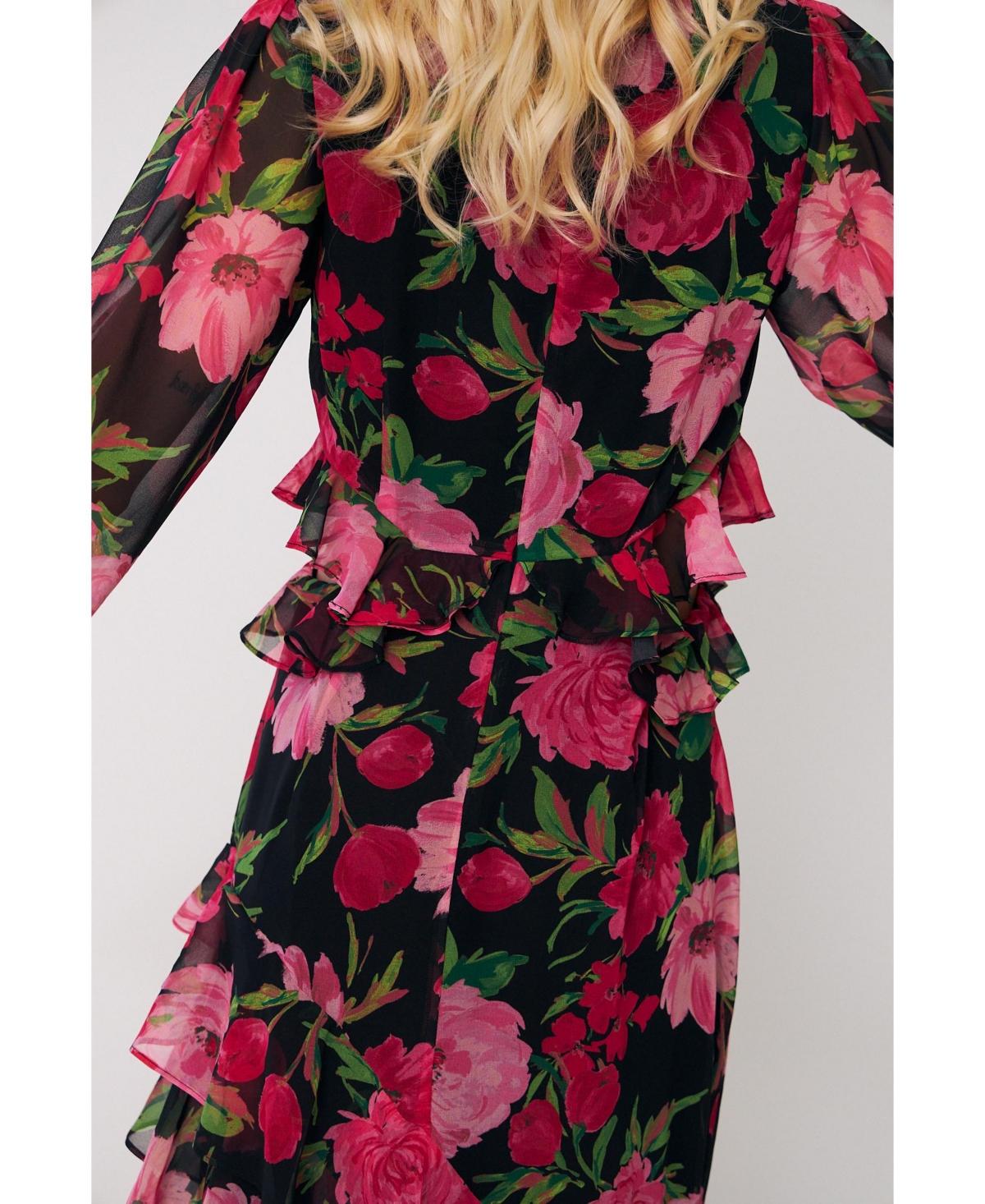 Cras Women's Love Floral Long-Sleeve Tiered Maxi Dress