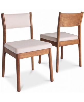 Dining Chairs Set of 2, Modern Solid Wood and Upholstered Chairs, Armless with Cushion and Backrest