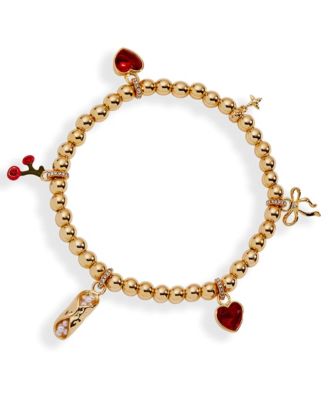 There Cannoli Be You' Bow and Heart Beaded Charm Stretch Bracelet