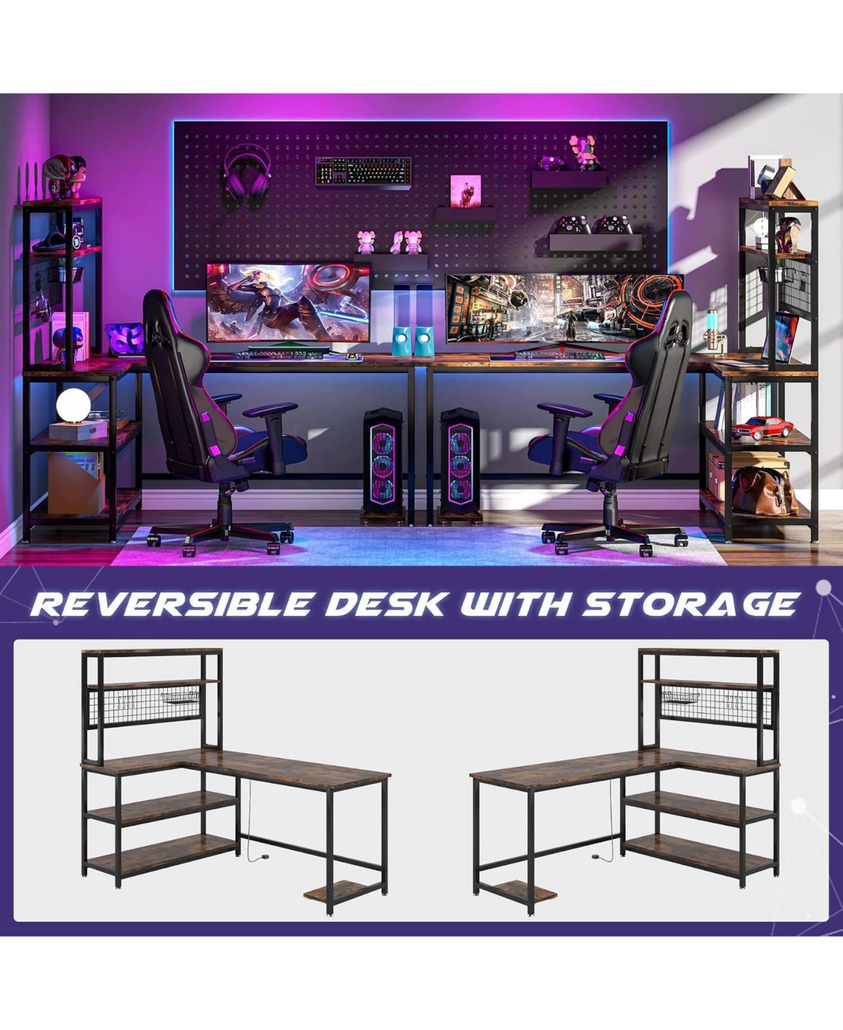 Tribesigns 55" L-Shape Computer Desk with Hutch