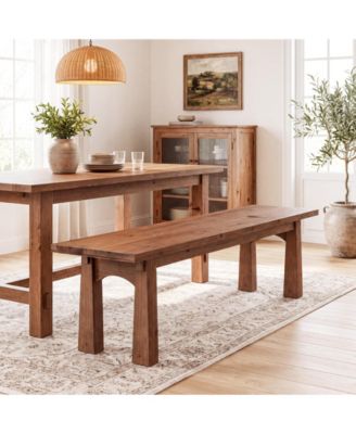 55 Inch Solid Wood Dining Bench,Farmhouse Dining Room Bench